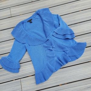 L Ruffle blue sweater